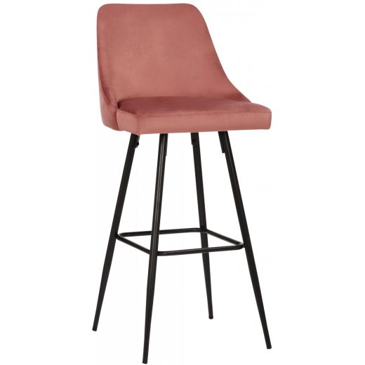 Barová židle Portree, samet, růžová - 1