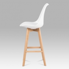 Barová židle s dřevěnou podnoží Alexis, bílá - 4