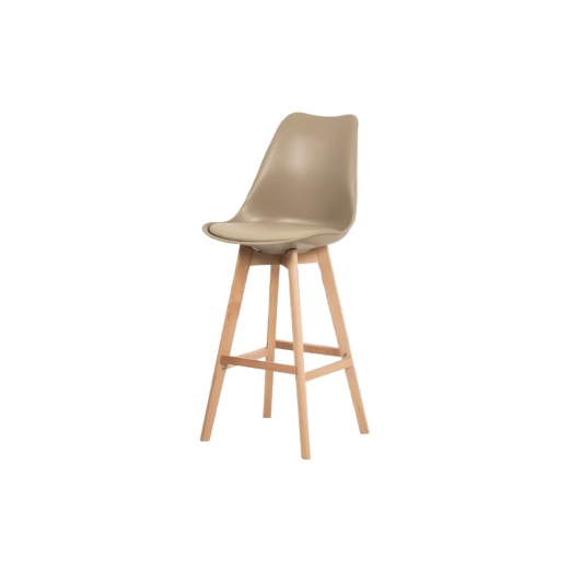 Barová židle s dřevěnou podnoží Alexis, cappuccino - 1