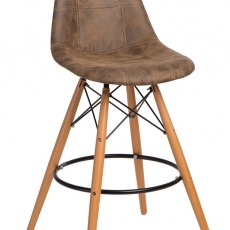 Barová židle s dřevěnou podnoží Desire prošívaná - 2