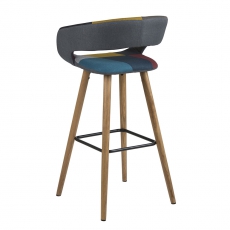 Barová židle s dřevěnou podnoží Garry (SET 2 ks), patchwork - 4