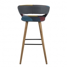 Barová židle s dřevěnou podnoží Garry (SET 2 ks), patchwork - 5