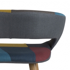 Barová židle s dřevěnou podnoží Garry (SET 2 ks), patchwork - 6