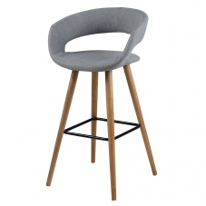 Barová židle s dřevěnou podnoží Garry (SET 2 ks), šedá