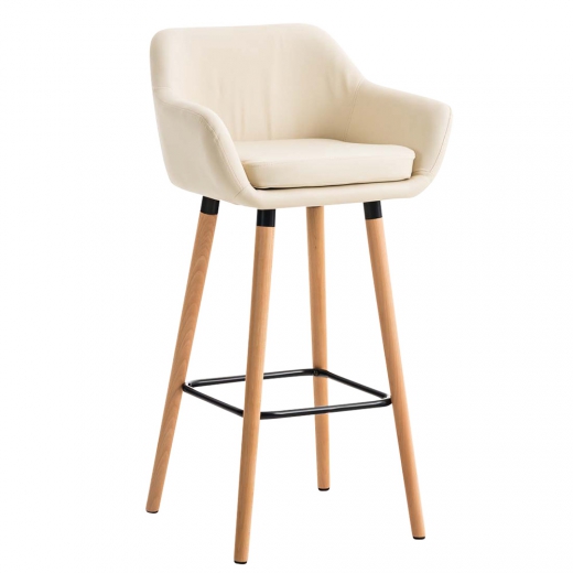 Barová židle s dřevěnou podnoží Marina kůže - 1