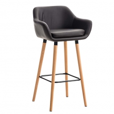 Barová židle s dřevěnou podnoží Marina kůže - 3