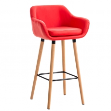Barová židle s dřevěnou podnoží Marina kůže - 7