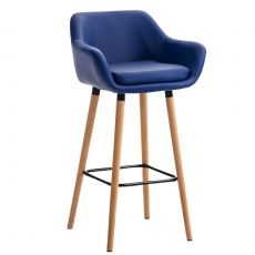 Barová židle s dřevěnou podnoží Marina kůže - 2
