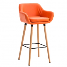 Barová židle s dřevěnou podnoží Marina kůže - 8