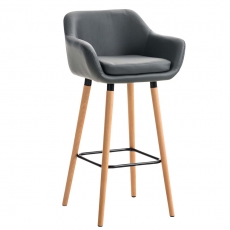 Barová židle s dřevěnou podnoží Marina kůže - 4