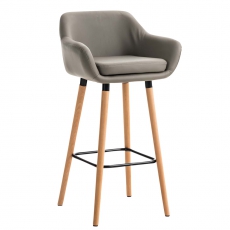 Barová židle s dřevěnou podnoží Marina kůže - 11