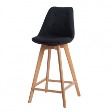 Barová židle s dřevěnou podnoží Norby čalouněná, černá - 1