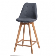Barová židle s dřevěnou podnoží Norby čalouněná, šedá - 1