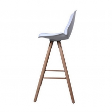 Barová židle s dřevěnou podnoží Stephie, bílá - 3