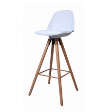 Barová židle s dřevěnou podnoží Stephie, bílá - 2