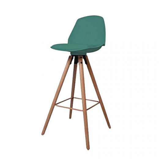 Barová židle s dřevěnou podnoží Stephie, zelená - 1