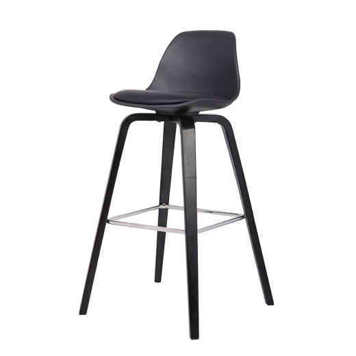 Barová židle s dřevěnou podnoží Zaza (SET 2 ks), černá - 1