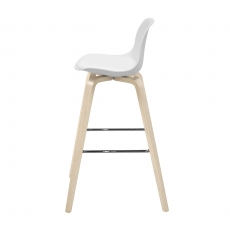 Barová židle s dřevěnou podnoží Zaza (SET 2 ks), dřevo/bílá - 2