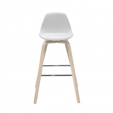 Barová židle s dřevěnou podnoží Zaza (SET 2 ks), dřevo/bílá - 3