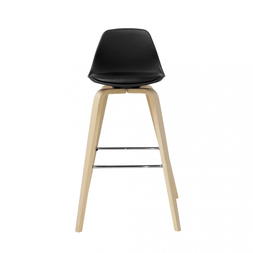 Barová židle s dřevěnou podnoží Zaza (SET 2 ks), dřevo/černá - 1