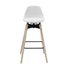 Barová židle s dřevěnou podnoží Zina, bílá - 1