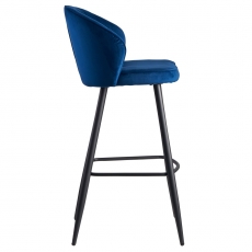 Barová židle Seina, samet, modrá - 4