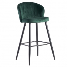 Barová židle Seina, samet, tmavě zelená - 1