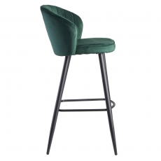 Barová židle Seina, samet, tmavě zelená - 4