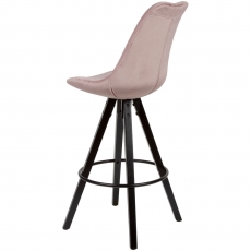 Barová židle Steve (SET 2 ks), samet, růžová / černá - 5