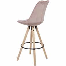 Barová židle Steve (SET 2 ks), samet, růžová - 5