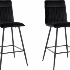 Barová židle Zelta (SADA 2 ks), samet, černá - 1