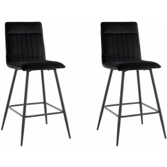 Barová židle Zelta (SADA 2 ks), samet, černá