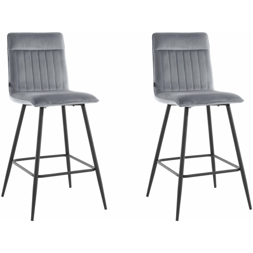 Barová židle Zelta (SADA 2 ks), samet, šedá - 1