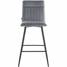 Barová židle Zelta (SADA 2 ks), samet, šedá - 2