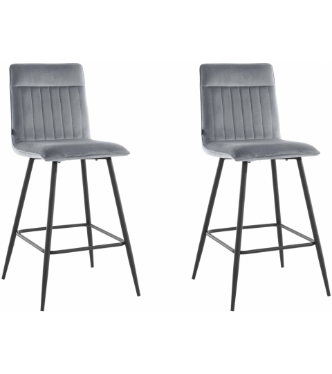 Barová židle Zelta (SADA 2 ks), samet, šedá