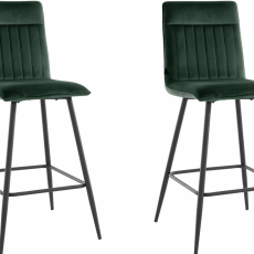 Barová židle Zelta (SADA 2 ks), samet, tmavě zelená - 1