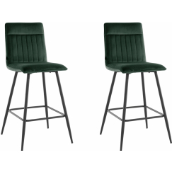 Barová židle Zelta (SADA 2 ks), samet, tmavě zelená 