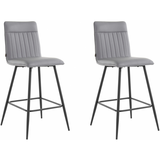Barová židle Zelta (SADA 2 ks), syntetická kůže, šedá - 1