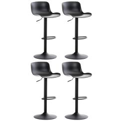 Barové stoličky Almada (SADA 4 ks), plastové, čierne