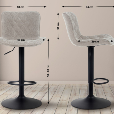 Barové stoličky Emma (SADA 2 ks), textil, sivá - 2