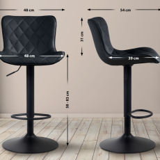 Barové stoličky Emma (SET 2 ks), syntetická koža, čierna - 2