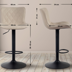 Barové stoličky Emma (SET 2 ks), syntetická koža, krémová - 2