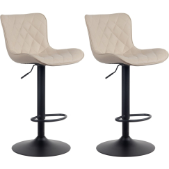 Barové stoličky Emma (SET 2 ks), syntetická koža, krémová