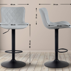 Barové stoličky Emma (SET 2 ks), syntetická koža, sivá - 2