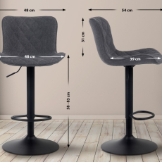 Barové stoličky Emma (SET 2 ks), textil, čierna - 2