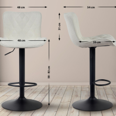 Barové stoličky Emma (SET 2 ks), textil, krémová - 2