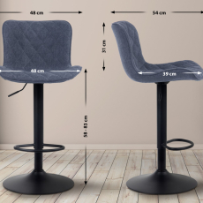 Barové stoličky Emma (SET 2 ks), textil, modrá - 2