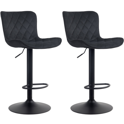 Barové stoličky Emma (SET 2 ks), zamat, čierna - 1