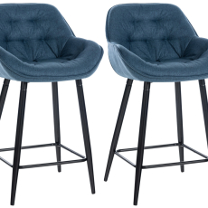 Barové stoličky Gibson (SET 2 ks), textil, modrá - 1
