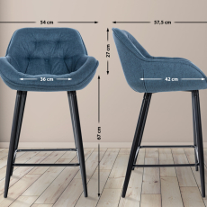 Barové stoličky Gibson (SET 2 ks), textil, modrá - 2